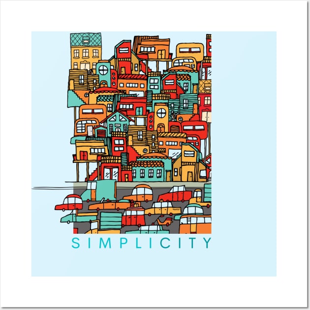 Simplicity - Simple City Retro Art Wall Art by Moshi Moshi Designs